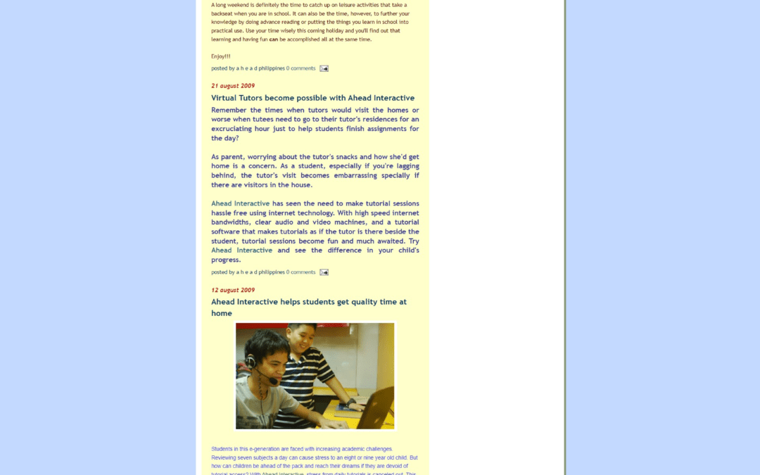 AHEAD Blogspot Articles